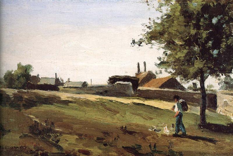 Entering the village, Camille Pissarro
